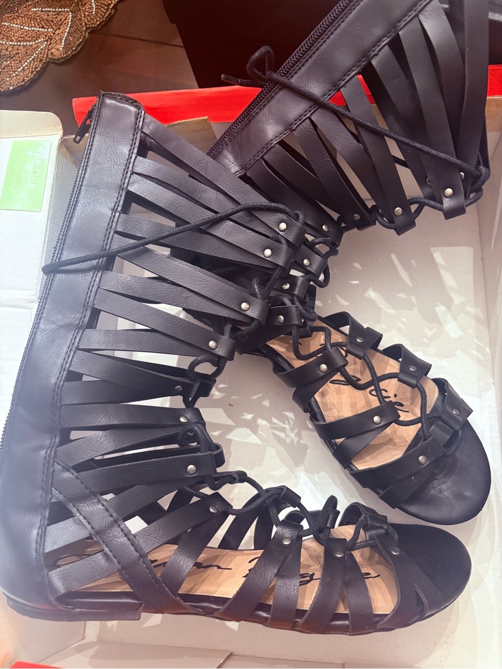 American Rag Black Lace-Up Gladiator Boots - Women